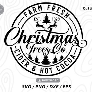Farm Fresh Christmas Trees SVG: Holiday Sign Design (Digital Download)