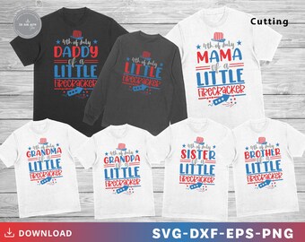 Paquete SVG de la familia Firecracker para el 4 de julio: Diseño de camiseta estadounidense (descarga digital)