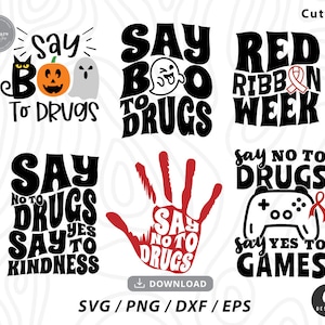 Red Ribbon Week SVG Bundle: Anti-Drug Designs for Cricut (Digital Download)