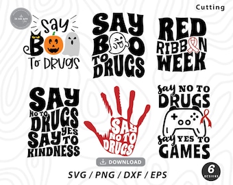 Red Ribbon Week SVG Bundle: Anti-Drug Designs for Cricut (Digital Download)