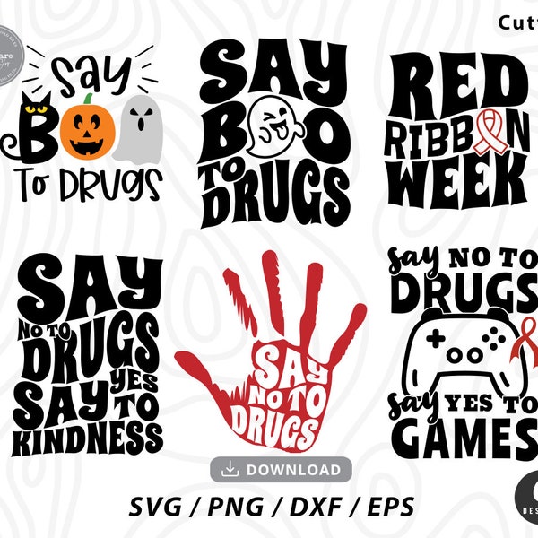 Red Ribbon Week SVG Bundle,Say No To Drugs SVG, Drug Free SVG, Anti-Drug svg, Red Ribbon svg,funny kids svg,svg files for cricut