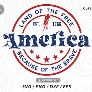 America Land Of The Free SVG: Patriotic 4th of July Design (Digital Download)