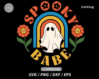 Spooky Babe Ghost SVG: Retro Halloween Cricut File (Digital Download)