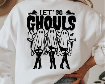 Let's Go Ghouls Halloween SVG: Retro Ghost Shirt Design (Digital Download)