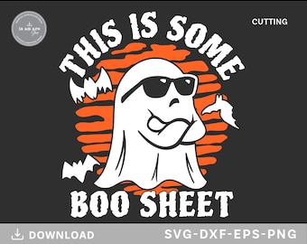 Divertido diseño SVG de fantasma de Halloween, diseño de hoja de abucheos (descarga digital)