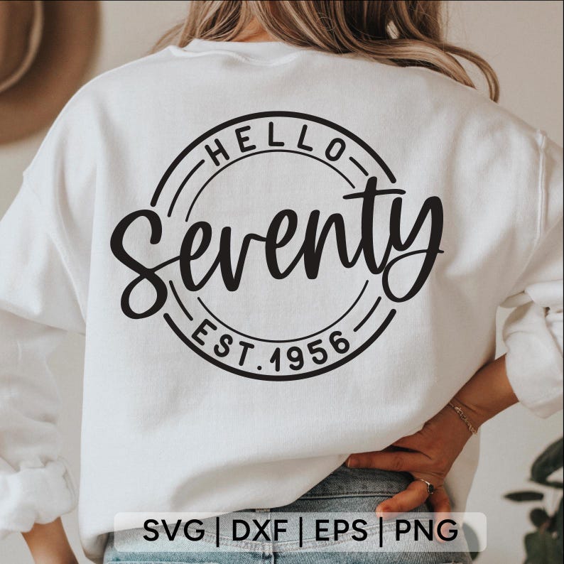 Hello Seventy SVG: 70th Birthday Shirt Design (Digital Download) image 1