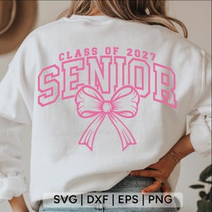 Coquette Senior 2027 SVG: Pink Bow, Graduation Design (Digital Download)