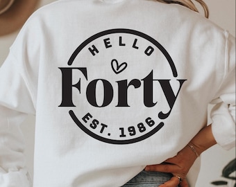 Hola Cuarenta SVG: Diseño de camiseta para 40 cumpleaños (descarga digital)