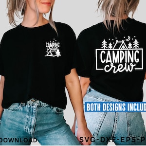 Camping Crew SVG PNG, bolsillo delantero y trasero svg, camisa de camping Svg, paquete de camping svg, fogata svg, divertido camping svg, archivos svg para cricut