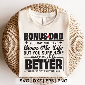 Bonus Dad SVG, Dia dos Pais SVG, Stepfather Gift SVG, Funny Bonus Dad svg, camisa do pai svg, apreciação svg, presentes para o pai, arquivos svg para cicut