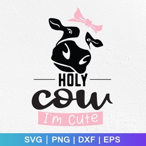 Holy Cow I'm Cute svg, Cute baby onesie svg, Newborn Body svg, Plik krowy urodzinowej na koszulkę, Baby onsie Wytnij plik dla Cricut