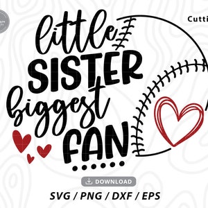 Kleine zus grootste fan Svg, honkbal zus svg, kleine zus svg, honkbal shirt svg, honkbal fan, svg bestanden voor cricut