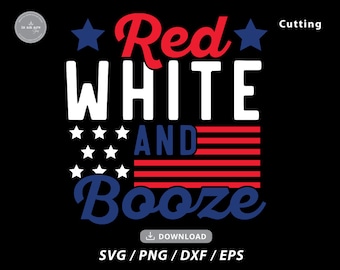 Röd Vit och Alkohol SVG: 4 juli Patriotisk Design (Digital Nedladdning)