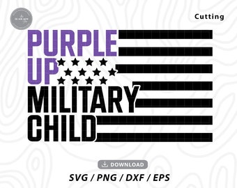 Military Child American Flag SVG: Purple Up Kids (Digital Download)