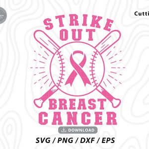 Strike Out Breast Cancer Svg, kankerbewustzijn, borstkanker, borstkanker shirt, kanker lint, svg-bestanden voor de cricut