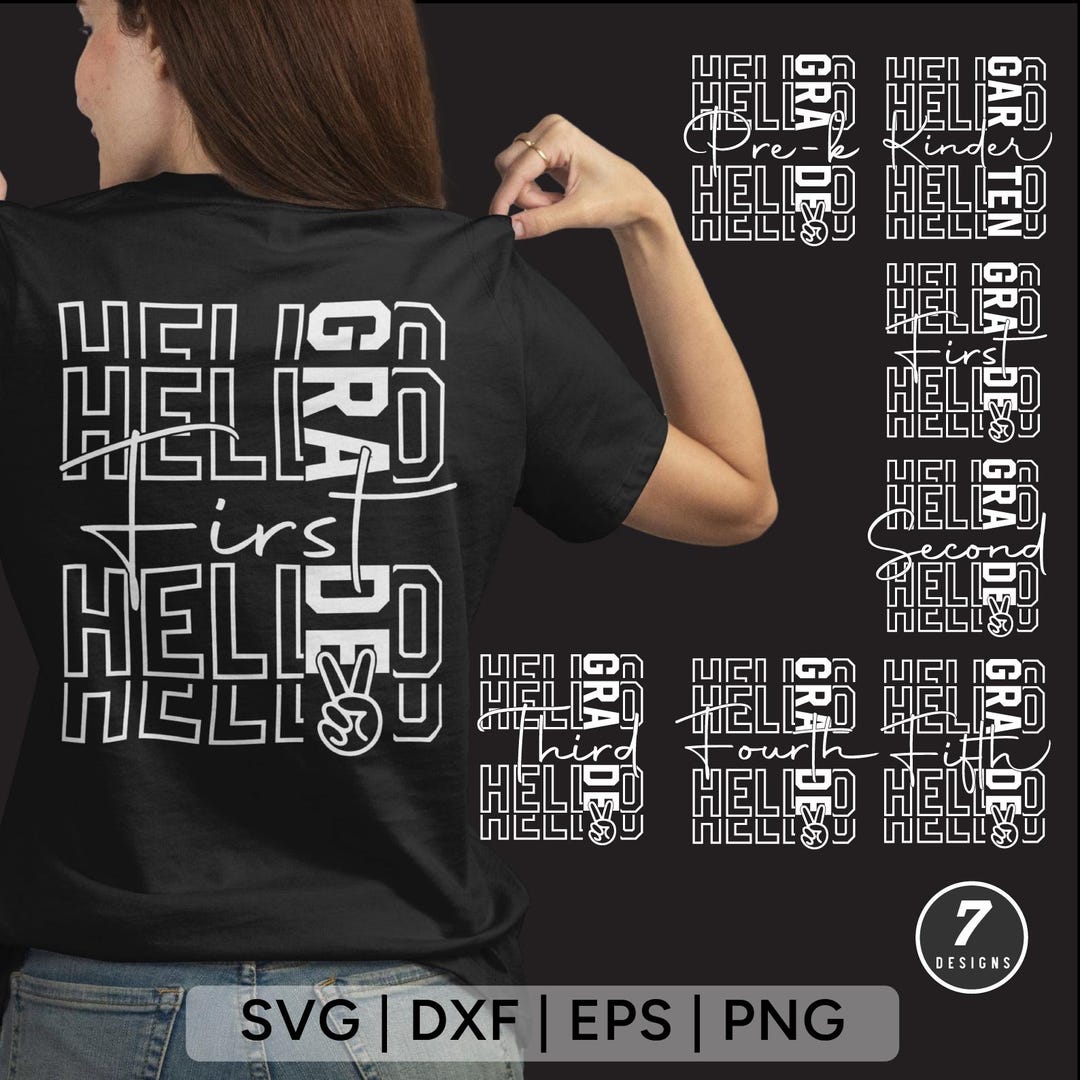 Back to School SVG Bundle: Hello Pre-k to 5th Grade Cut Files (digital ...