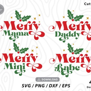 Feliz mamá, Feliz papá, Feliz mini, Feliz bebé, Navidad familiar Svg, Feliz Navidad Svg, Navidad Svg, Paquete navideño, Archivos para Cricut