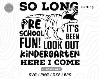 SVG de "Adiós Preescolar": Diseño de Dinosaurio de Graduación (Descarga Digital)