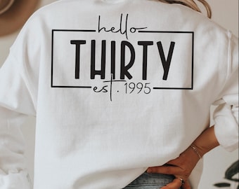 Hello Thirty SVG: 30th Birthday Shirt Design (Digital Download)