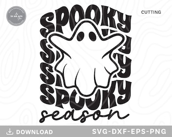 Spooky Season Ghost SVG: Retro Halloween Shirt Design (Digital Download)