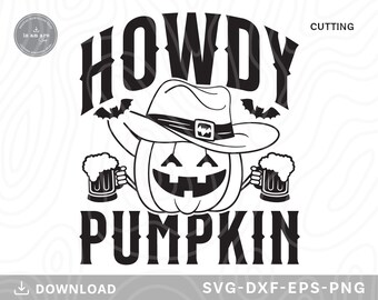 Bonjour citrouille SVG : conception d'Halloween de cow-boy (téléchargement numérique)
