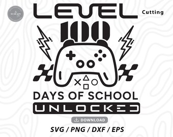 Level 100 Days Unlocked SVG: videogamecontroller, schoolshirt (digitale download)