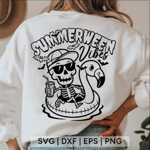 Summerween Vibes SVG PNG, Funny Skeleton Float Halloween trend in Summer svg,summerween shirt svg,spooky vibes svg,svg files for cricut