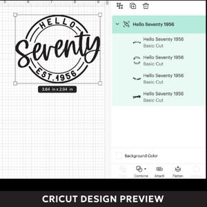 Hello Seventy SVG: 70th Birthday Shirt Design (Digital Download) image 7