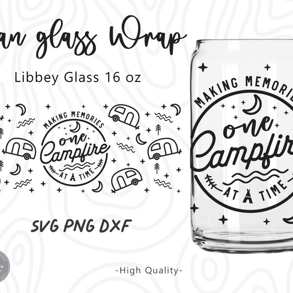 Camping Libbey 16oz can glass svg, Camping Svg, Campfire Svg, Beer Glass Wrap Svg,Cup Wrap Svg Png, Retro Svg, svg files for cricut