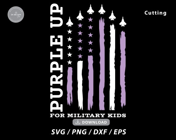 Military Child American Flag SVG: Purple Up Ribbon (Digital Download)