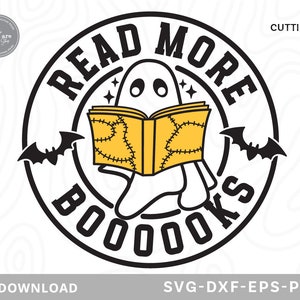 En savoir plus Booooks SVG, svg halloween, drôle de svg Halloween, visage fantôme svg, svg chemise halloween, svg rétro halloween, fichiers svg pour cricut