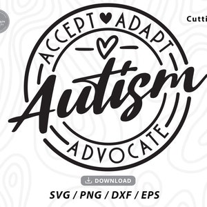 Autism Awareness SVG, Accepteren Adapt Advocate SVG, autisme svg, autisme moeder svg, motiverende svg, autisme hart svg, svg-bestanden voor cricut