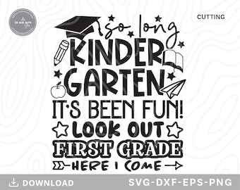 So Long Kindergarten SVG：卒業式シャツのデザイン（デジタルダウンロード）