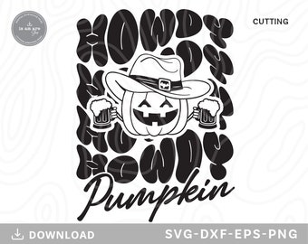 Salut citrouille cow-boy SVG : fichiers Halloween Cricut (téléchargement numérique)