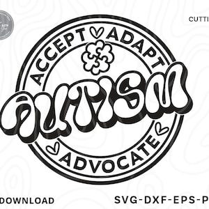 Autisme bewustzijn SVG, accepteren aanpassen advocaat SVG, autisme SVG, autisme moeder SVG, motiverende SVG, autisme hart SVG, SVG-bestanden voor de cricut