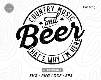 Música country y cerveza SVG: Diseño compatible con Cricut (descarga digital)