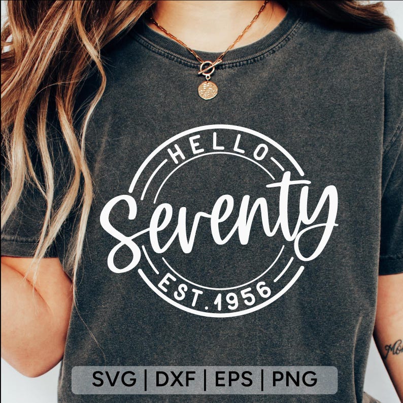 Hello Seventy SVG: 70th Birthday Shirt Design (Digital Download) image 4