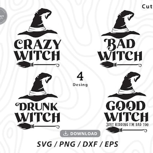 Halloween Witch SVG Bundle: Funny Witch Shirt Designs (Digital Download)