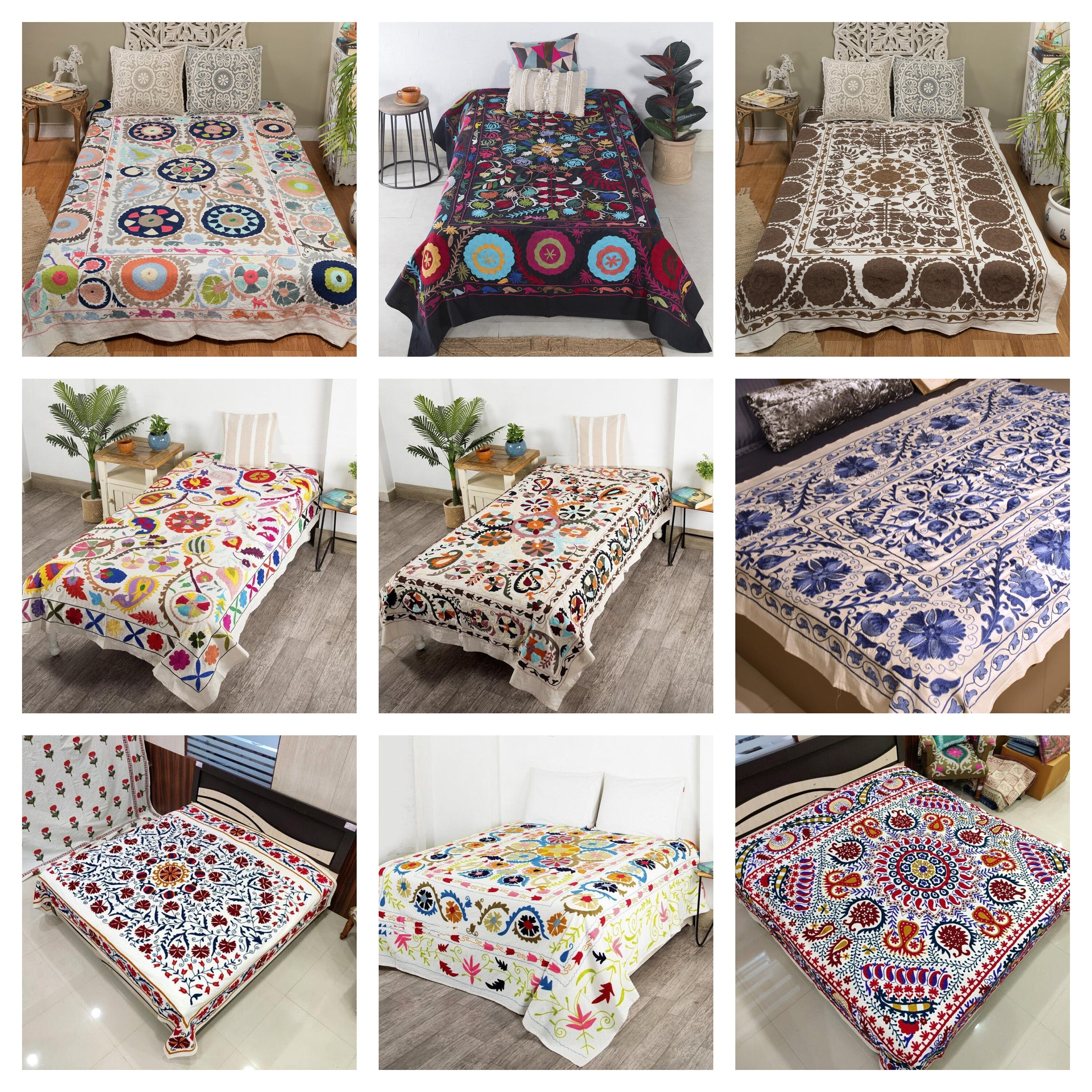 Embroidered Suzani Bedspread/Suzani Bed Cover King/Twin Size Etsy