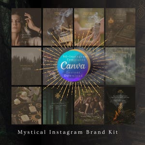 Kit de marca mística para Instagram: Plantillas de Canva, diseños de tarjetas de oráculo (descarga digital)