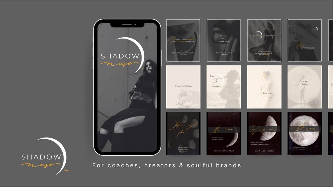 Dark Feminine Canva Templates | Shadow Muse Brand Kit (70 Templates ...
