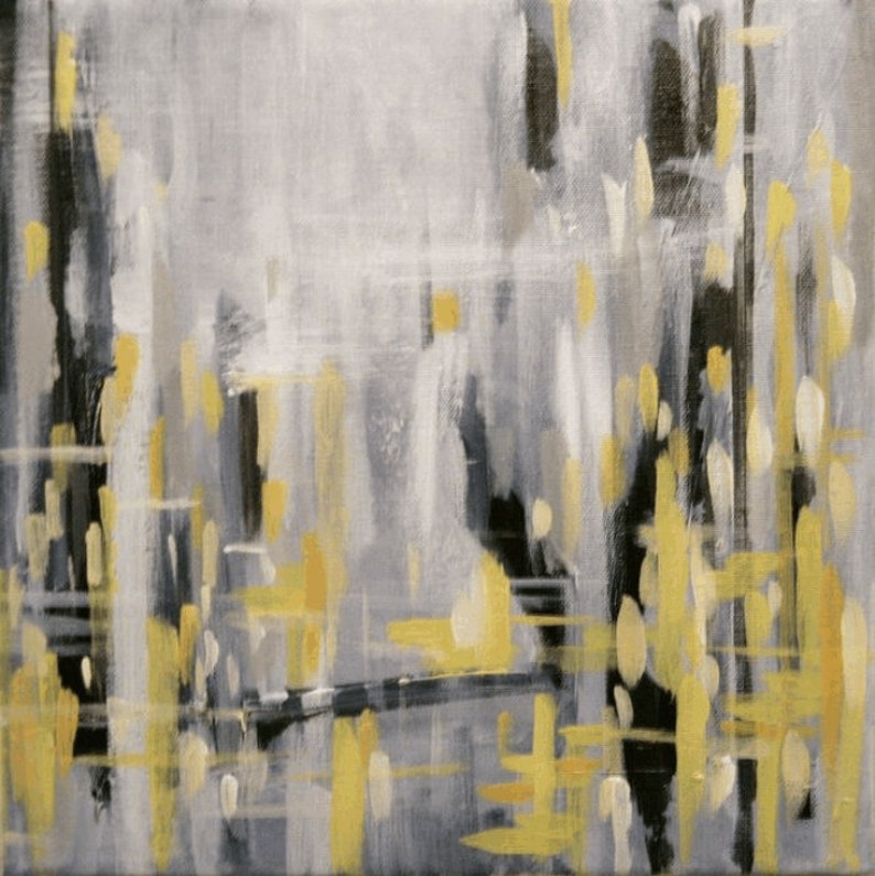 Yellow Grey Abstract Modern Art Printed Canvas Wall Art Etsy UK