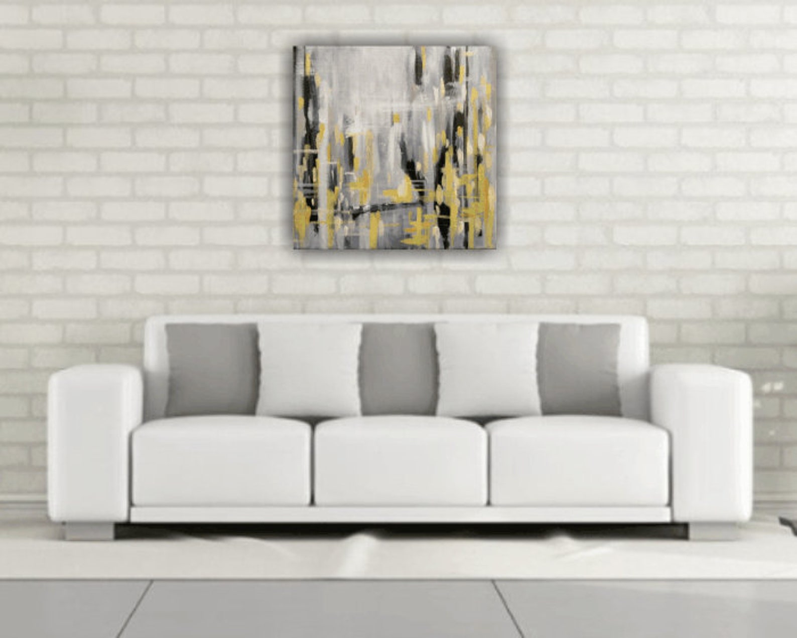 Yellow Grey Abstract Modern Art Printed Canvas Wall Art Etsy UK