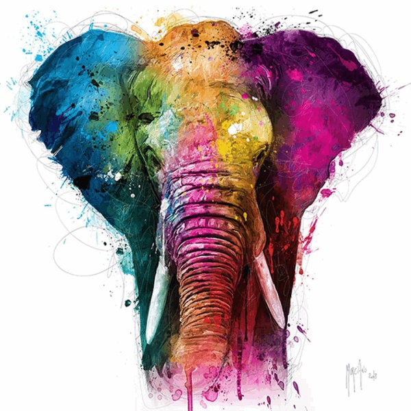 Elephant Canvas Patrice Murciano Colourful Printed Canvas Wall Art Stretched Over A Solid Pine Frame 18mm Deep various sizes available