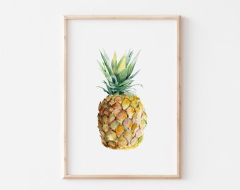 Pineapple Watercolor Painting | Pineapple Art Print | Pineapple Art | Fruit Art | INSTANT DOWNLOAD | Digital File | Home Decor | Wall Art