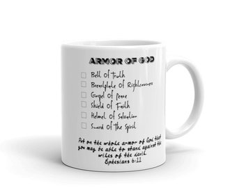 Armor of God mug, Christian mug, daily checklist, bible verse mug, Ephesians 6:11