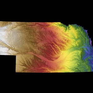 Nebraska Color Elevation Map