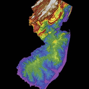 Mapa de elevação de cores de Nova Jersey