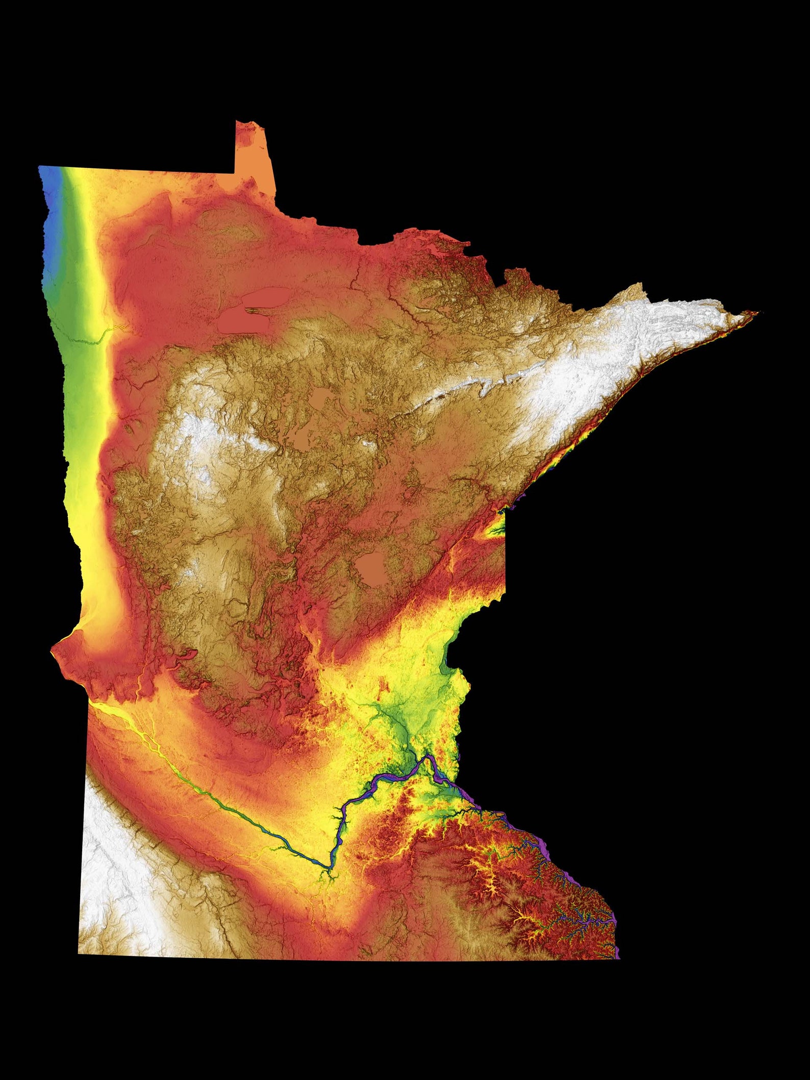 Minnesota Color Elevation Map - Etsy