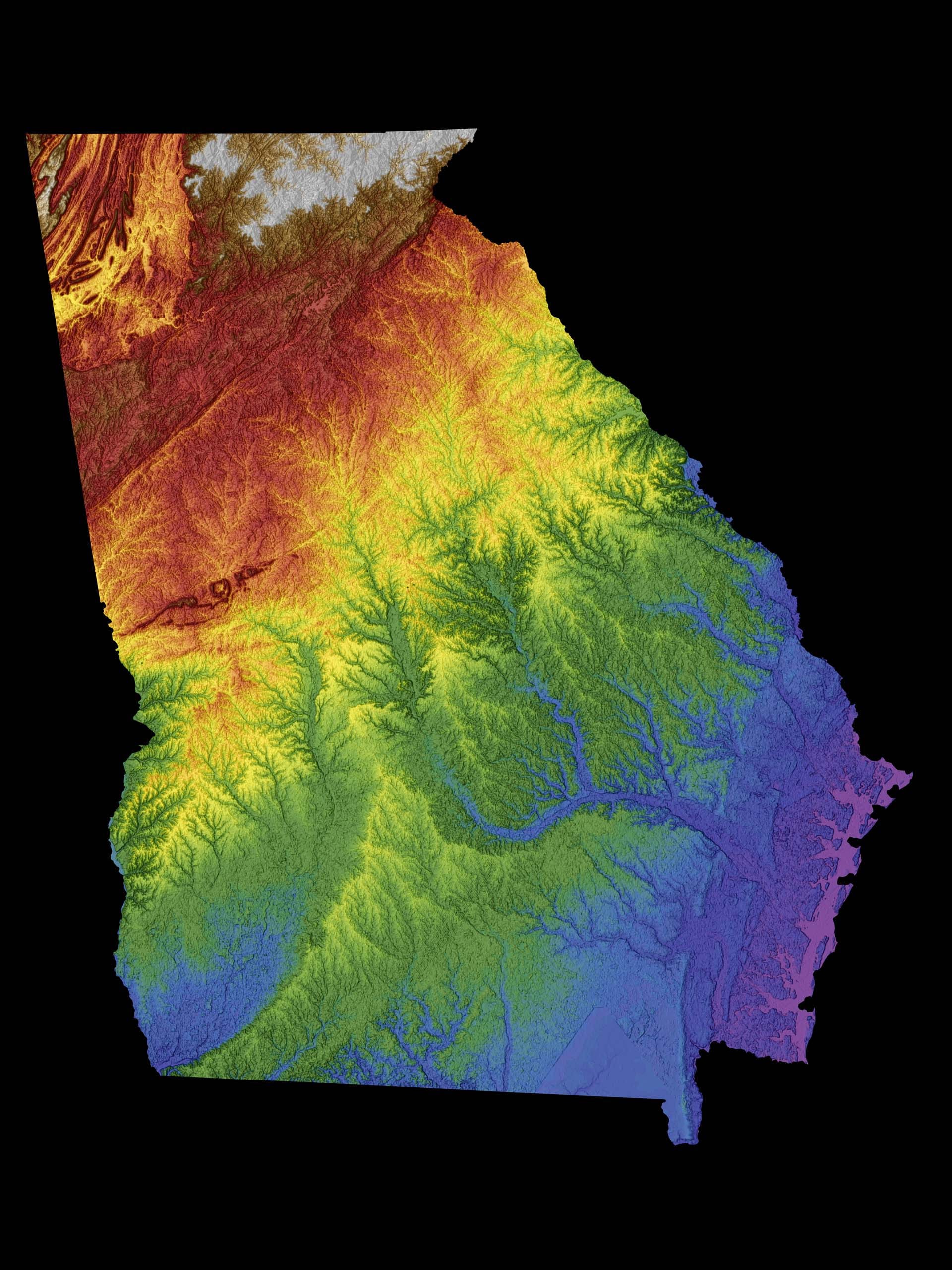 Georgia Color Elevation Map Etsy Il Fullxfull.3148986814 2hcf